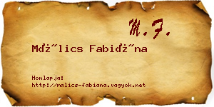 Málics Fabiána névjegykártya